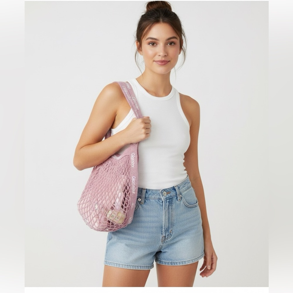 Glossier pink market woven bag (limited edition)